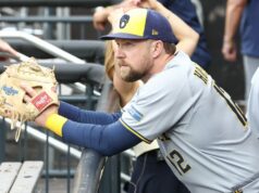 Správa: Guardians podpísali zmluvu s 1B Rhysom Hoskinsom do nižšej ligy MLB: Hra Two-Milwaukee Brewers v New York Mets