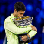 21. januára 2026; Melbourne, Viktória, Austrália; Aryna Sabalenka v akcii proti Číňanke Zhuoxuan Bai v 2. kole dvojhry žien na Australian Open v Rod Laver Arene v Melbourne Parku. Povinný kredit: Mike Frey-Imagn Images