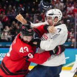 Tom Wilson reaguje na súboj, ktorý dostal francúzskeho hráča z olympiády