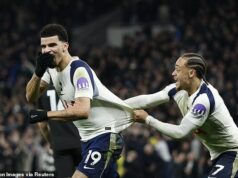 Tottenham 2-2 Man City HODNOTENIE HRÁČOV: Kto sa ‚samozrejme stane skutočnou hviezdou?‘ Ktorý obranca vydržal ‚skutočný boj?‘ A kto „potrebuje čas“, aby sa dostal späť do svojho najlepšieho stavu? Dominic Solanke (vľavo) strelil úžasný vyrovnávajúci gól Tottenhamu proti Manchestru City