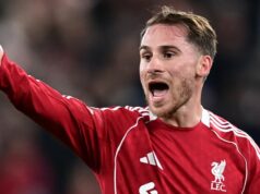 Varovanie Alexisa Mac Allistera od hviezdy, ktorá sa pokúsila prekonať rozdiel medzi Liverpoolom a Man Utd Alexis Mac Allister z Liverpoolu reaguje na zápas fázy MD5 Ligy majstrov UEFA 2025/26 medzi Liverpool FC a PSV Eindhoven