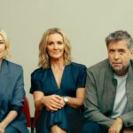 Gabby Logan (C) s kolegom Zápas dňa hostí Kelly Cates a Mark Chapman