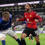 Matheus Cunha oslavoval v tvári Jamesa Garnera po strelenom góle pri výhre Man Utd 1:0 nad Evertonom