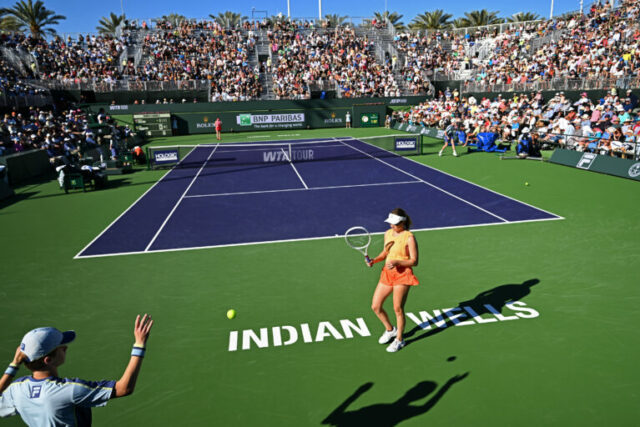 5. októbra 2021; Indian Wells, CA, USA; Celkový pohľad na obchody v Indian Wells Tennis Garden. Povinný kredit: Jayne Kamin-Oncea-Imagn Images
