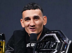 Ako Max Holloway posunul titul BMF UFC z nového triku na prestížnu poctu – a prečo to musel byť on LAS VEGAS, NEVADA – 13. apríla: Max Holloway reaguje na jeho knokaut Justina Gaethjeho v majstrovskom zápase BMF počas podujatia UFC 300 v T-Mobile Arene 13. apríla 2024 v Las Vegas v Nevade. (Foto: Jeff Bottari/Zuffa LLC cez Getty Images)