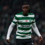 Geovany Quenda zo Sporting CP počas zápasu fázy MD5 Ligy majstrov UEFA 2025/26 medzi Sporting Clube de Portugal a Club Brugge KV na Estadio Jose Alvalade 26. novembra 2025 v Lisabone, Portugalsko