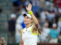 Americké sucho v Indian Wells bude pokračovať, Pegulu vytlačí Rybakina Elena Rybakina zdolala Jessicu Pegulu 6:1, 7:6(4) vo štvrťfinálovom zápase BNP Paribas Open na štadióne 1 v Indian Wells Tennis Garden v Indian Wells v Kalifornii vo štvrtok 12. marca 2026.