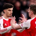 Viktor Gyokeres a Kai Havertz počas zápasu Arsenalu