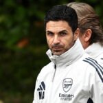 LONDÝN, ANGLICKO - 27. marca: Angličan Noni Madueke sa zranil počas medzištátneho priateľského zápasu medzi Anglickom a Uruguajom na štadióne Wembley 27. marca 2026 v Londýne v Anglicku. (Foto: Nigel French/Sportsphoto/Allstar cez Getty Images)