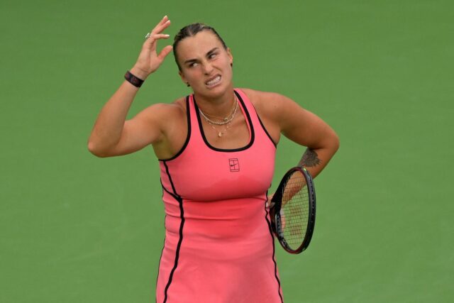 Aryna Sabalenka počas semifinálového víťazstva v Indian Wells nad Lindou Noskovou (IMAGN IMAGES cez Reuters Connect)