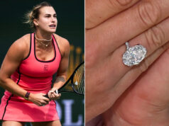 Aryna Sabalenka priznáva, že má nádej, že jej nový „lesklý“ zásnubný prsteň „rozptyľuje“ tenisových súperov Aryna Sabalenková z Bieloruska predvádza svoj zásnubný prsteň po zápase proti Himeno Sakatsume z Japonska počas dňa 3 BNP Paribas Open v Indian Wells Tennis Garden. Kredit: Harry How/Getty