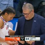 Azzi Fudd (L) nasledovala radu trénera Gena Auriemmu (R) a ostrihala si nechty.