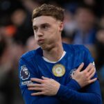 Cole Palmer z Chelsea strieľa úvodný gól počas zápasu Premier League medzi Chelsea a Evertonom na Stamford Bridge 13. decembra 2025 v Londýne v Anglicku.