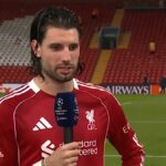 LIVERPOOL, ANGLICKO – 18. marca: Dominik Szoboszlai z Liverpoolu oslavuje svoj 3. gól počas zápasu osemfinále 2. kola Ligy majstrov UEFA 2025/26 medzi Liverpool FC a Galatasaray SK na Anfielde 18. marca 2026 v Liverpoole v Spojenom kráľovstve. (Foto: Simon Stacpoole/Offsajd/Offsajd cez Getty Images)