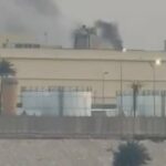 Dym stúpajúci z veľvyslanectva USA v Bagdade | Americko-izraelská vojna proti Iránu