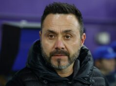 Fanúšikovia Tottenhamu vyjadrujú „vážne obavy“ z vymenovania Roberta De Zerbiho po podpore Masona Greenwooda De Zerbi riadil Greenwooda počas svojho pôsobenia vo francúzskom klube Marseille (AFP cez Getty Images)