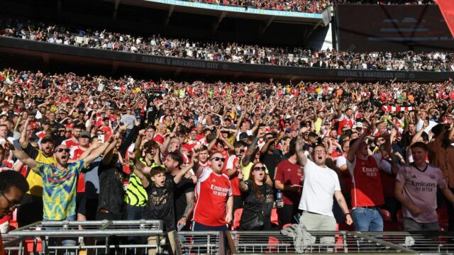 Fanúšikovia Arsenalu vo Wembley