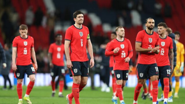 LONDÝN, ANGLICKO - 27. marca: Angličan Harry Maguire počas medzinárodného priateľského zápasu medzi Anglickom a Uruguajom na štadióne Wembley 27. marca 2026 v Londýne, Anglicko. (Foto: Rob Newell – CameraSport cez Getty Images)