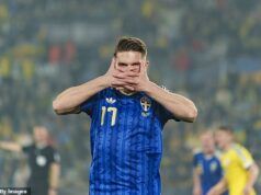 Hviezda Arsenalu zaznamenala HAT-TRICK v play-off majstrovstiev sveta, keďže bývalý manažér Chelsea sa priblížil k vedúcemu národu k miestu v súťaži Spojených štátov Viktor Gyokeres strelil hetrik, keď Švédsko porazilo Ukrajinu vo svojom semifinále play-off na majstrovstvách sveta