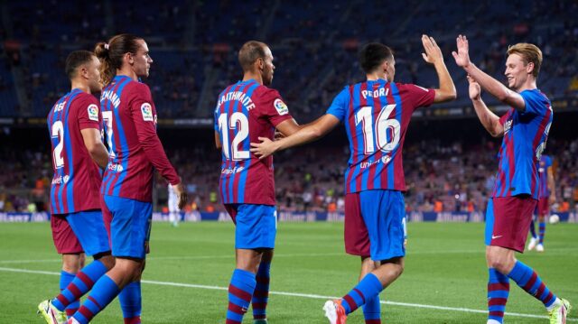 Hviezda majstrovstiev sveta, ktorá prešla z EFL do Barcelony, má 12 Martin Braithwaite z FC Barcelona počas zápasu La Ligy Santader medzi FC Barcelona a Getafe CF na štadióne Camp Nou 29. augusta 2021 v Barcelone.