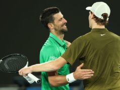 Jannik Sinner a Novak Djokovič nastúpili do štvorhry Indian Wells po akceptovaní divokých kariet Skupski a Harrison vyhrali v januári titul Australian Open a patria medzi favoritov v Indian Wells (AFP cez Getty Images)