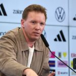 Hlavný tréner Nemecka Julian Nagelsmann vystúpil vo štvrtok na tlačovej konferencii vo Frankfurte