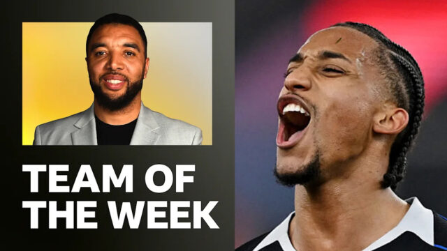 Sels; Tarkowski, Gabriel, Burn; Anderson, Rice; Andre, Wharton; Sarr, Summerville; Pedro. TÍM TÝŽDŇA Troya Deeneyho