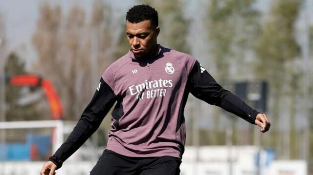 Kylian Mbappe na tréningu Realu Madrid
