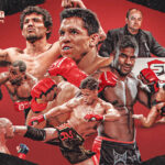 Clay Guida (vľavo) sa pripravuje zasadiť úder Joshovi Thompsonovi