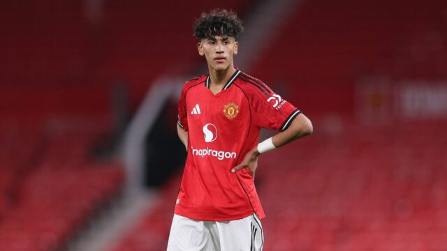 JJ Gabriel počas štvrťfinálového zápasu FA Youth Cup medzi Manchestrom United a Sunderlandom na Old Trafford. 