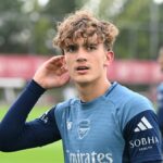 Max Dowman z Arsenalu počas tréningu v Sobha Realty Training Center 23. septembra 2025 v London Colney, Anglicko