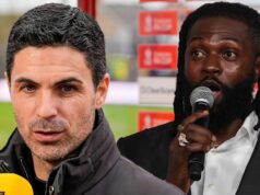 Mikel Arteta ponúkol perfektnú odpoveď Emmanuelovi Adebayorovi a tvrdil, že „Arsenal je prekliaty“ BANGKOK, Thajsko - 17. mája: Emmanuel Adebayor hovorí na pódiu počas 74. kongresu FIFA 2024 v Národnom kongresovom centre kráľovnej Sirikit (QSNCC) 17. mája 2024 v Bangkoku v Thajsku. (Foto: Pakawich Damrongkiattisak - FIFA/FIFA cez Getty Images)