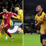Manažér Wolverhamptonu Wanderers Rob Edwards oslavuje víťazstvo počas zápasu Premier League medzi Wolverhampton Wanderers a Liverpoolom na...