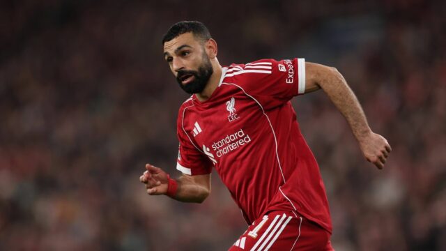 LIVERPOOL, ANGLICKO - 18. marca: Mohamed Salah z Liverpoolu počas zápasu osemfinále 26. kola Ligy majstrov UEFA 2025/20 medzi Liverpool FC a Galatasaray SK na Anfielde 18. marca 2026 v Liverpoole v Anglicku. (Foto: Michael Regan/Getty Images)