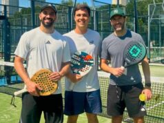 Na snímke bývalého šéfa Man Utd Rubena Amorima so šéfom Man City, ako pokračuje hľadanie novej práce Ruben Amorim a Hugo Viana spolu v Portugalsku hrali padel