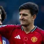 Matthijs de Ligt a Harry Maguire z Manchestru United počas zápasu Premier League medzi Tottenhamom Hotspur a Manchestrom United