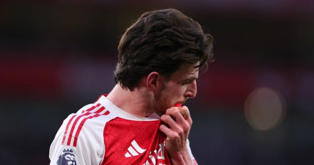 Najnovšie zranenie Arsenalu a nádeje na návrat – Declan Rice Declan Rice z Arsenalu