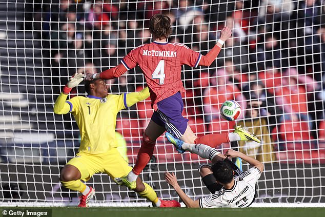 Nedostatočný výkon Škótska proti Japonsku bol alarmujúci... Clarkova strana si Japonský brankár Suzuki popiera škótsku hviezdu Scotta McTominayho