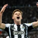 Harvey Barnes otvoril skóre Newcastlu v Lige majstrov proti Barcelone