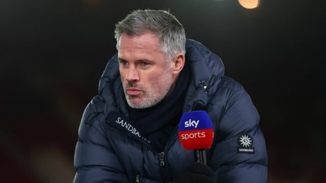 Predpoveď Jamieho Carraghera Mohameda Salaha sa splnila po sľube, že Odborník Sky Sports Jamie Carragher počas zápasu Premier League medzi Nottingham Forest a Tottenham Hotspur na City Ground