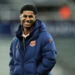 Marcus Rashford pred zápasom osemfinále Ligy majstrov UEFA 2025/26 16. zápas medzi Newcastle United FC a FC Barcelona v St. James' Park