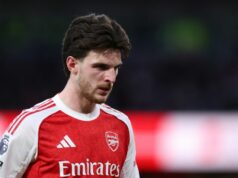 Rice, Odegaard, White – Najnovšie zranenie Arsenalu a dátum návratu po víťazstve Chelsea Declan Rice počas zápasu Premier League medzi Arsenalom a Chelsea na Emirates Stadium.