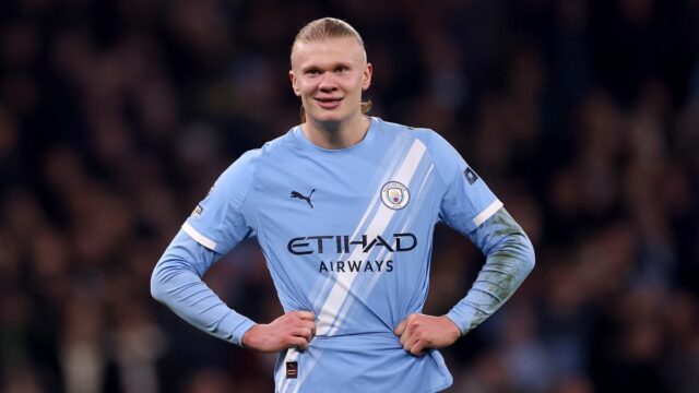 MADRID, ŠPANIELSKO - 11. marca: Erling Braut Haaland z Manchestru City počas zápasu Ligy majstrov UEFA medzi Realom Madrid a Manchester City na Estadio Santiago Bernabeu 11. marca 2026 v Madride v Španielsku (Foto Maria Gracia Jimenez/Soccrates/Getty Images)