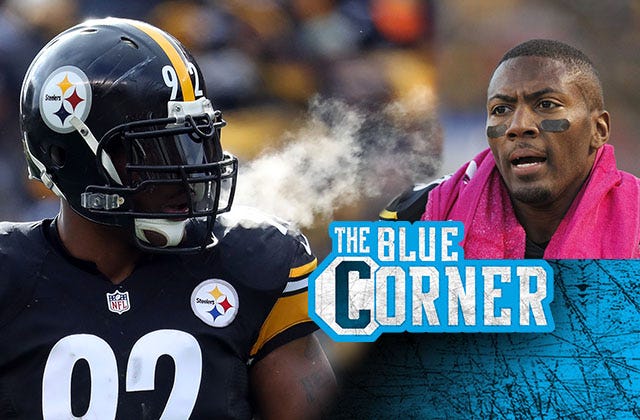 Ryan Clark vymenúva Pittsburgh Steelers, ktorí mohli byť hviezdami MMA 6. novembra 2011; Pittsburgh, PA, USA: Defenzívny obranca Pittsburgh Steelers Ike Taylor (24) v prvej štvrtine proti Baltimore Ravens na Heinz Field nastupuje na ihrisko s tvárou pokrytou hrozným uterákom. The Ravens vyhrali 23:20. Povinný kredit: Charles LeClaire-USPRESSWIRE