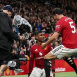 Casemiro a Harry Maguire v akcii za Manchester United