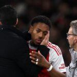 Mikel Arteta manažér / hlavný tréner Arsenalu s Mylesom Lewisom-Skellym