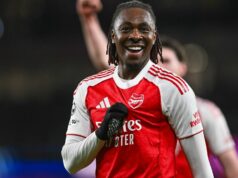 Štvornásobný verdikt Arsenalu, ako naznačuje Alan Shearer, nádeje sa spoliehajú na jednu vec Eberechi Eze oslavuje strelenie gólu za Arsenal