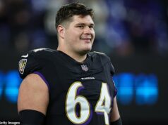 Tom Brady’s Las Vegas Raiders podpísali zmluvu s Tylerom Linderbaumom z Baltimore Ravens v rekordnej hodnote 81 miliónov dolárov Raiders podpísali s centrom voľného hráča Tylera Linderbauma rekordnú zmluvu na 81 miliónov dolárov