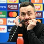 Hlavný tréner Roberto De Zerbi z Marseille na snímke počas zápasu fázy MD8 Ligy majstrov UEFA 2025/26 medzi Club Brugge KV a Olympique de Marseille.