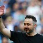 Roberto De Zerbi po zápase Premier League medzi Brighton & Hove Albion a Manchestrom United na American Express Community Stadium.